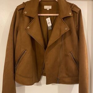LOFT Women's Brown Suede Moto Jacket